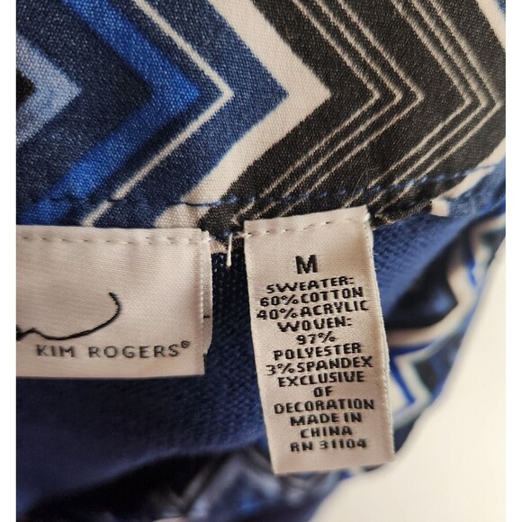 Kim Rogers Women's M Blue 3/4 Sleeve Belted Cardigan Sweater 2-fer Look RETRO - Picture 3 of 11